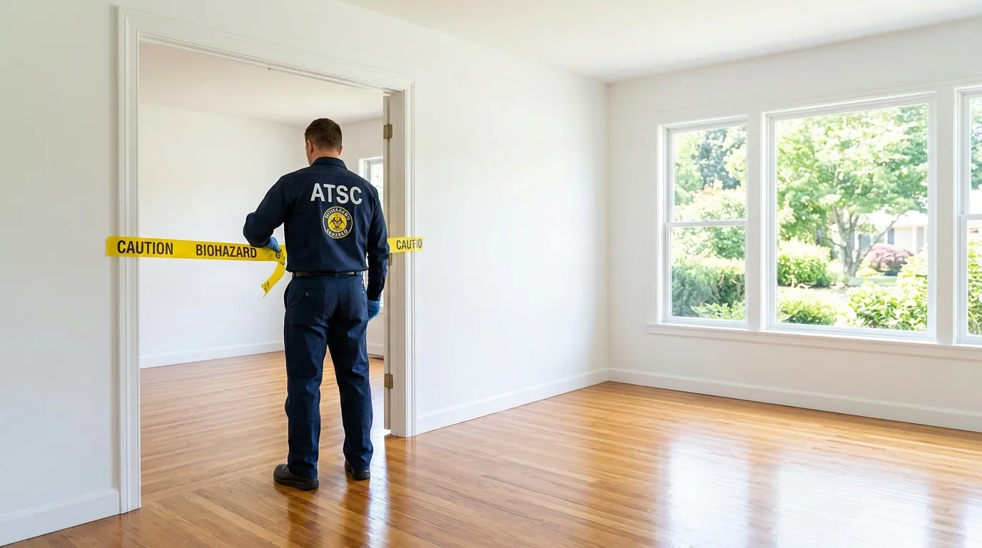 Certified biohazard cleanup crew performing Trauma Scene Cleanup in West Hills